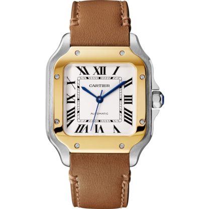 Montre Cartier Santos De Cartier Modèle Moyen Mouvement Automatique Or Jaune Acier Bracelets métal et cuir interchangeables W2SA0016 – Image 2