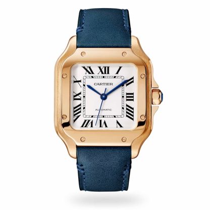 Montre Cartier Santos De Cartier Modèle Moyen Mouvement Automatique Or Rose 2 Bracelets Cuir Interchangeables WGSA0028 – Image 2