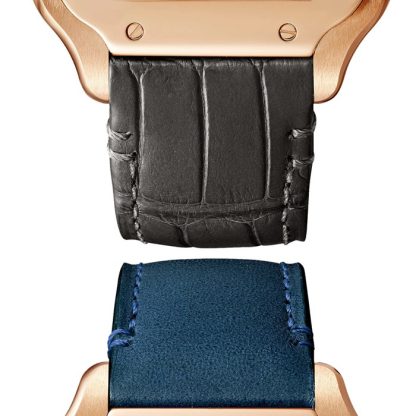 Montre Cartier Santos De Cartier Modèle Moyen Mouvement Automatique Or Rose 2 Bracelets Cuir Interchangeables WGSA0028 – Image 5