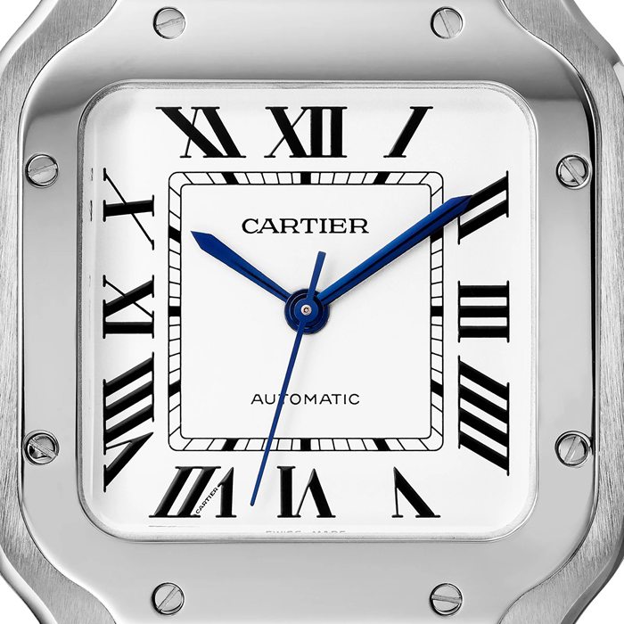 Montre Cartier Santos De Cartier Modèle moyen Mouvement automatique Acier Bracelets métal et cuir interchangeables WSSA0029 – Image 5