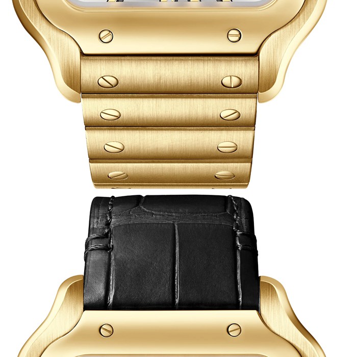 Montre Cartier Santos De Cartier Skeleton Grand modèle Mouvement mécanique squelette à remontage manuel 9612 MC Or jaune WHSA0042 – Image 4