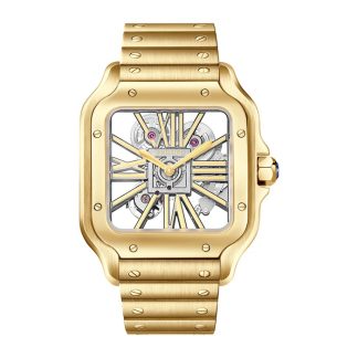 Montre Cartier Santos De Cartier Skeleton Grand modèle Mouvement mécanique squelette à remontage manuel 9612 MC Or jaune WHSA0042