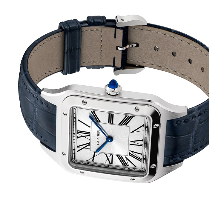 Montre Cartier Santos-Dumont Extra-Large Model Mouvement mécanique à remontage manuel Acier Cuir WSSA0032 – Image 3