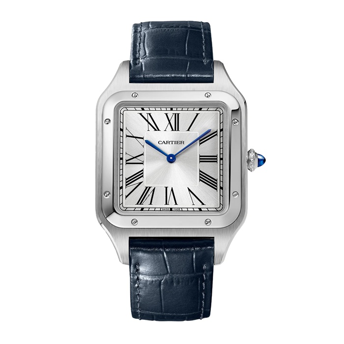 Montre Cartier Santos-Dumont Extra-Large Model Mouvement mécanique à remontage manuel Acier Cuir WSSA0032