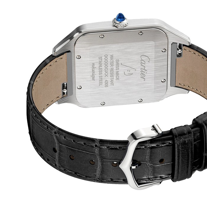 Montre Cartier Santos-Dumont Extra-Large Model Mouvement mécanique à remontage manuel Or Rose Acier Cuir W2SA0017 – Image 5