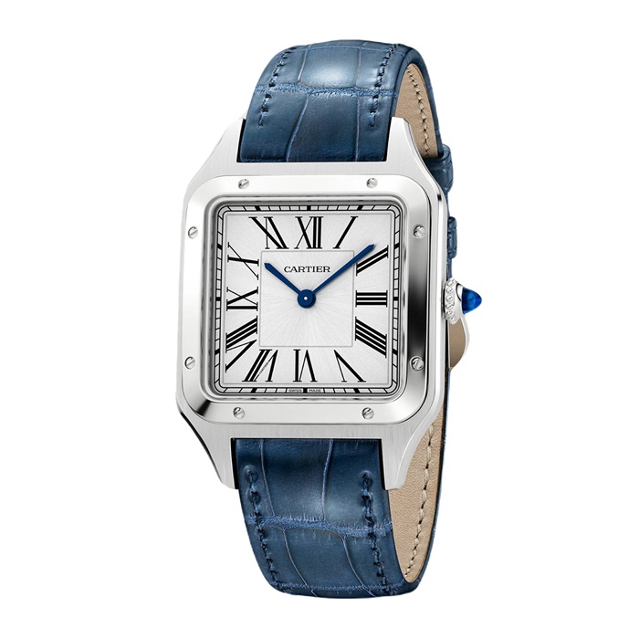 Montre Cartier Santos-Dumont Grand Modèle Mouvement Quartz Acier Cuir WSSA0085 – Image 2