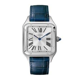 Montre Cartier Santos-Dumont Grand Modèle Mouvement Quartz Acier Cuir WSSA0085