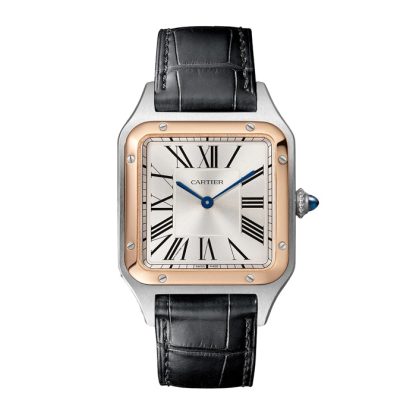Montre Cartier Santos-Dumont Grand Modèle Mouvement à quartz Or Rose Acier Cuir W2SA0011