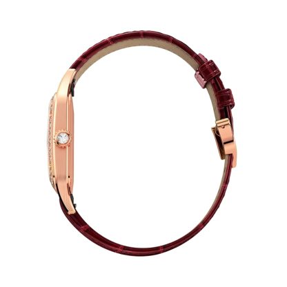 Montre Cartier Santos-Dumont Grand Modèle Or Rose Diamants Bracelet Cuir WJSA0016 – Image 3