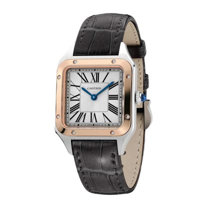 Montre Cartier Santos-Dumont Petit Modèle Mouvement Quartz Or Rose Acier Cuir W2SA0012 – Image 2