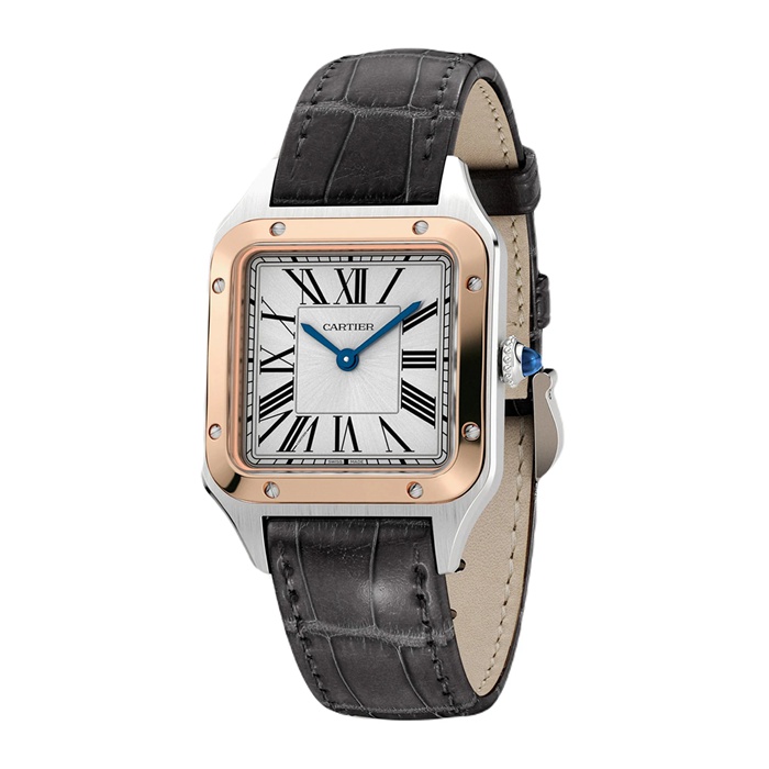 Montre Cartier Santos-Dumont Petit Modèle Mouvement Quartz Or Rose Acier Cuir W2SA0012 – Image 2