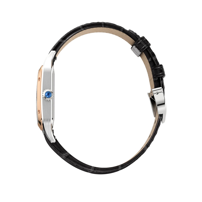 Montre Cartier Santos-Dumont Petit Modèle Mouvement Quartz Or Rose Acier Cuir W2SA0012 – Image 4