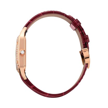 Montre Cartier Santos-Dumont Petit Modèle Or Rose Diamants Bracelet Cuir WJSA0017 – Image 3