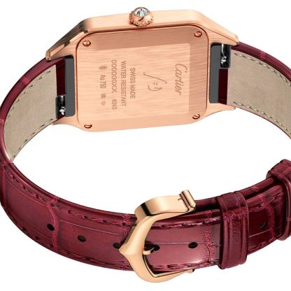 Montre Cartier Santos-Dumont Petit Modèle Or Rose Diamants Bracelet Cuir WJSA0017 – Image 4