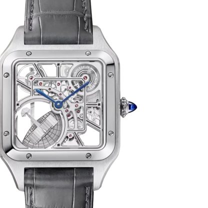 Montre Cartier Santos-Dumont Skeleton Grand Modèle Mouvement Automatique Acier Cuir WHSA0032 – Image 2