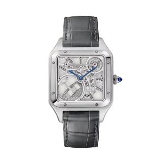 Montre Cartier Santos-Dumont Skeleton Grand Modèle Mouvement Automatique Acier Cuir WHSA0032