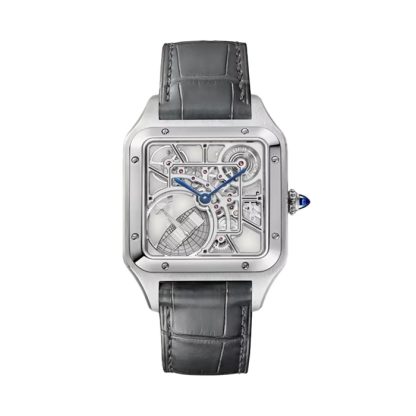 Montre Cartier Santos-Dumont Skeleton Grand Modèle Mouvement Automatique Acier Cuir WHSA0032