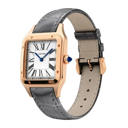 Montre Cartier Santos-Dumont grand modèle mouvement à quartz cuir or rose WGSA0021 – Image 2