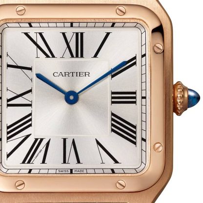 Montre Cartier Santos-Dumont grand modèle mouvement à quartz cuir or rose WGSA0021 – Image 3