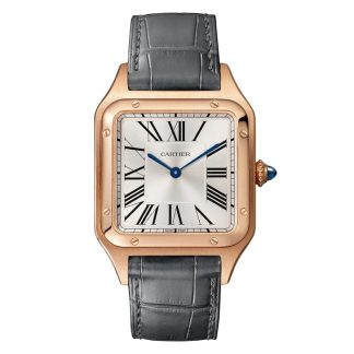 Montre Cartier Santos-Dumont grand modèle mouvement à quartz cuir or rose WGSA0021