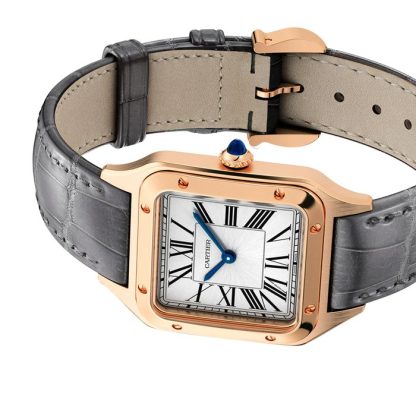 Montre Cartier Santos-Dumont grand modèle mouvement à quartz cuir or rose WGSA0021 – Image 5