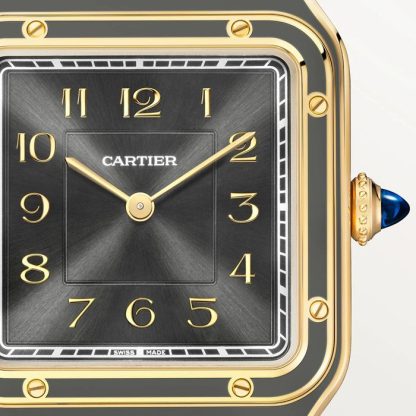 Montre Cartier Santos-Dumont grand modèle mouvement mécanique à remontage manuel 430 MC Or jaune WGSA0097 – Image 2