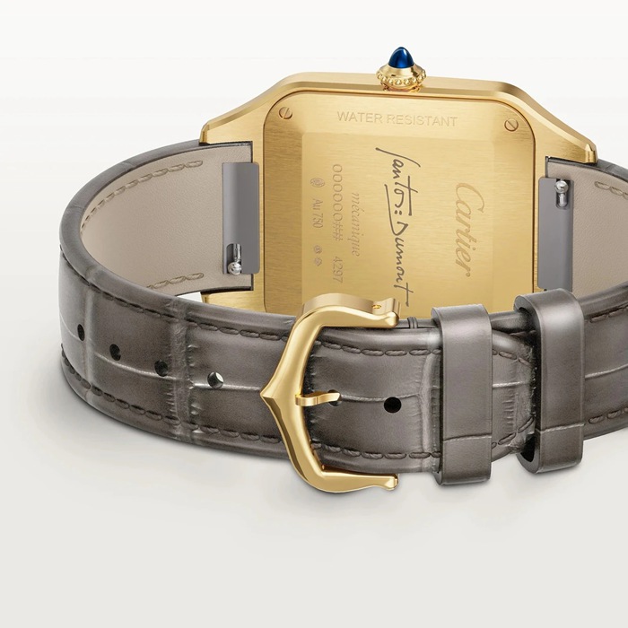 Montre Cartier Santos-Dumont grand modèle mouvement mécanique à remontage manuel 430 MC Or jaune WGSA0097 – Image 4