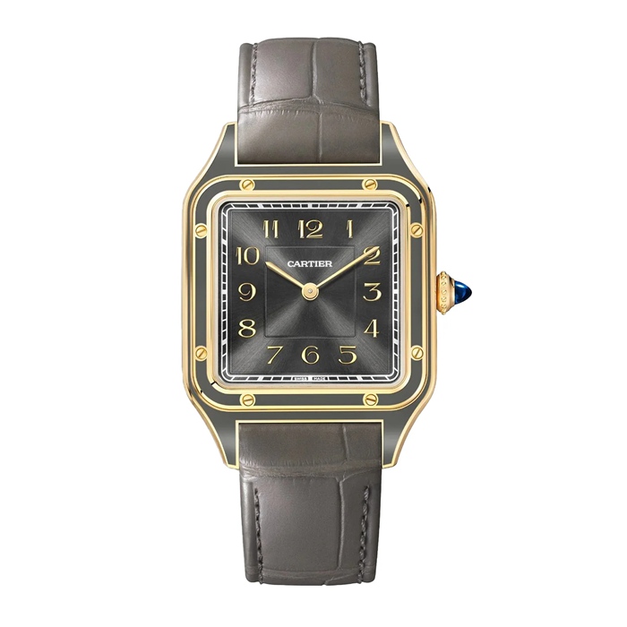 Montre Cartier Santos-Dumont grand modèle mouvement mécanique à remontage manuel 430 MC Or jaune WGSA0097