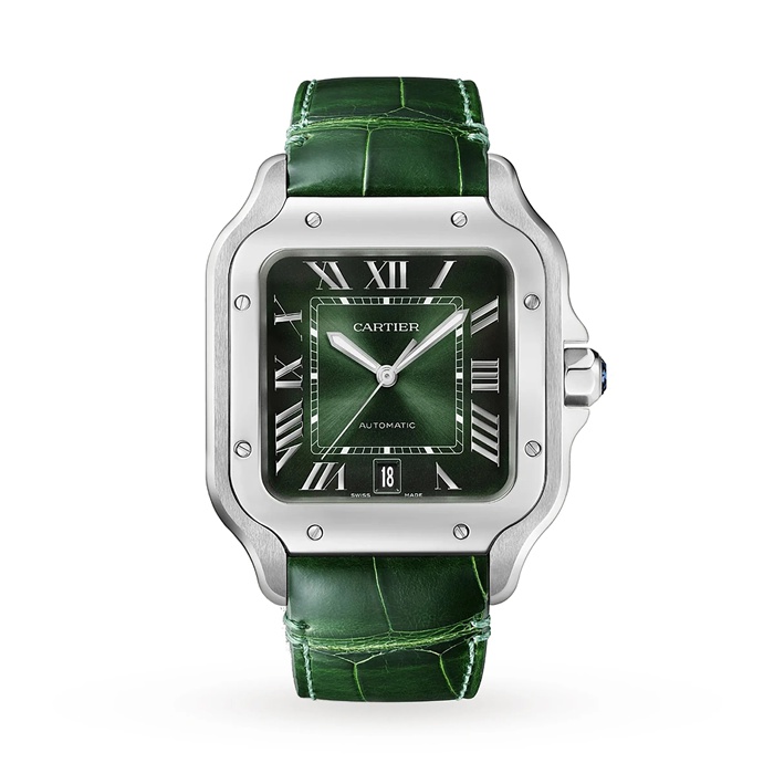 Montre Cartier Santos de Cartier Grand Modèle Acier Automatique Bracelet Cuir Interchangeable WSSA0062 – Image 3