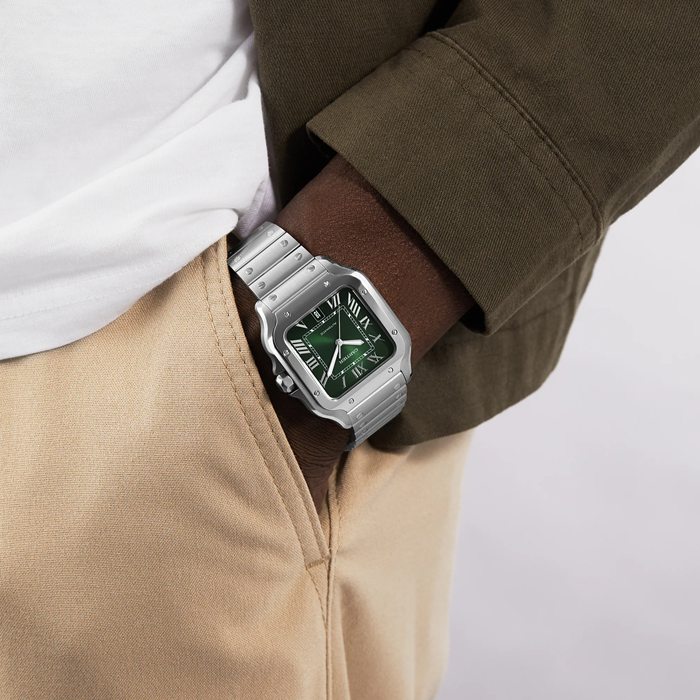 Montre Cartier Santos de Cartier Grand Modèle Acier Automatique Bracelet Cuir Interchangeable WSSA0062 – Image 5