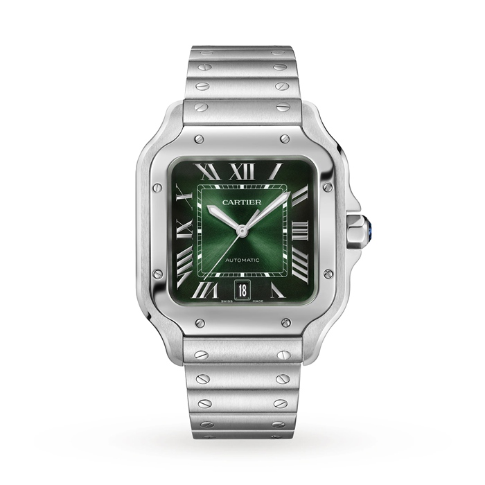 Montre Cartier Santos de Cartier Grand Modèle Acier Automatique Bracelet Cuir Interchangeable WSSA0062
