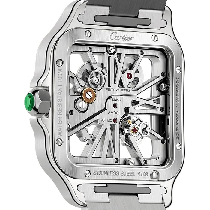 Montre Cartier Santos squelette grand modèle Mouvement mécanique de manufacture à remontage manuel WHSA0028 – Image 3
