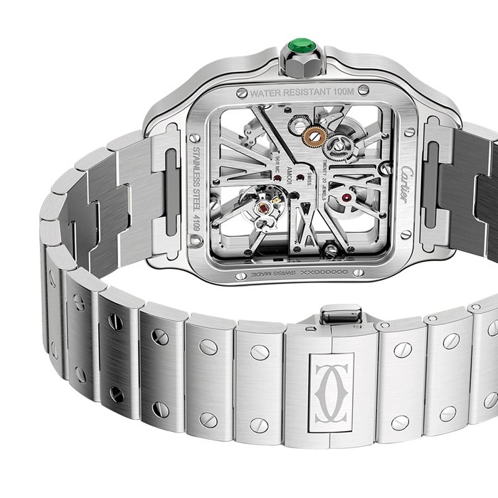 Montre Cartier Santos squelette grand modèle Mouvement mécanique de manufacture à remontage manuel WHSA0028 – Image 4