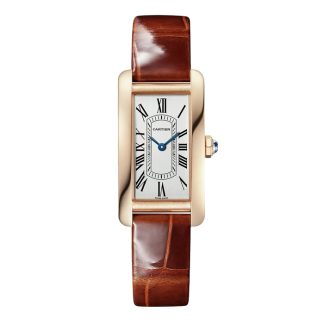 Montre Cartier Tank Américaine Petit Modèle Mouvement à Quartz Cuir Or Rose WGTA0133