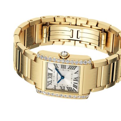 Montre Cartier Tank Francaise Modèle moyen Mouvement à quartz Boîtier en or jaune 18 carats WJTA0061 – Image 5