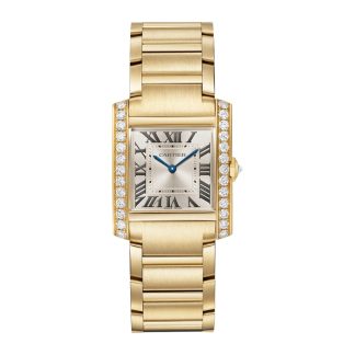 Montre Cartier Tank Française Modèle moyen Mouvement à quartz Or jaune Diamants WJTA0040