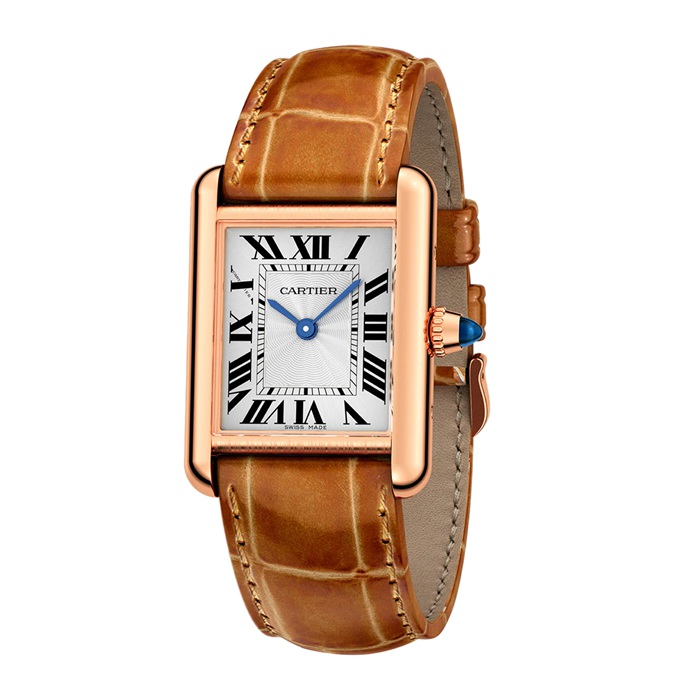 Montre Cartier Tank Louis Cartier Petit Modèle Mouvement Mécanique à Remontage Manuel Cuir Or Rose WGTA0010 – Image 2