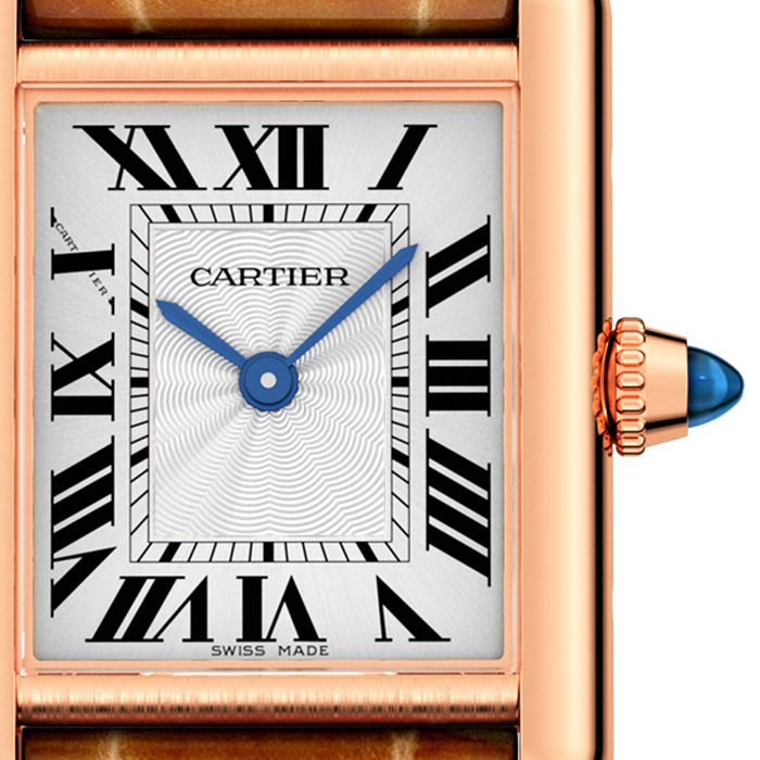 Montre Cartier Tank Louis Cartier Petit Modèle Mouvement Mécanique à Remontage Manuel Cuir Or Rose WGTA0010 – Image 3