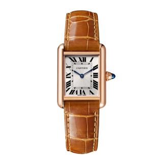 Montre Cartier Tank Louis Cartier Petit Modèle Mouvement Mécanique à Remontage Manuel Cuir Or Rose WGTA0010