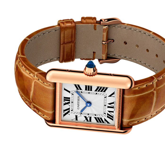 Montre Cartier Tank Louis Cartier Petit Modèle Mouvement Mécanique à Remontage Manuel Cuir Or Rose WGTA0010 – Image 5