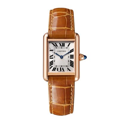 Montre Cartier Tank Louis Cartier Petit Modèle Mouvement Mécanique à Remontage Manuel Cuir Or Rose WGTA0010