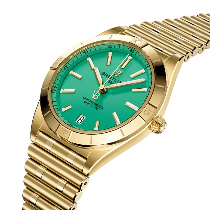 Montre Femme Breitling Chronomat Automatic 36mm Victoria Beckham Limited Edition Or Jaune Peppermint K103801A1L1K1 – Image 3