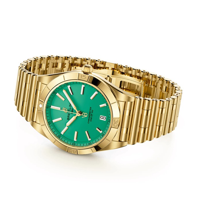 Montre Femme Breitling Chronomat Automatic 36mm Victoria Beckham Limited Edition Or Jaune Peppermint K103801A1L1K1 – Image 4