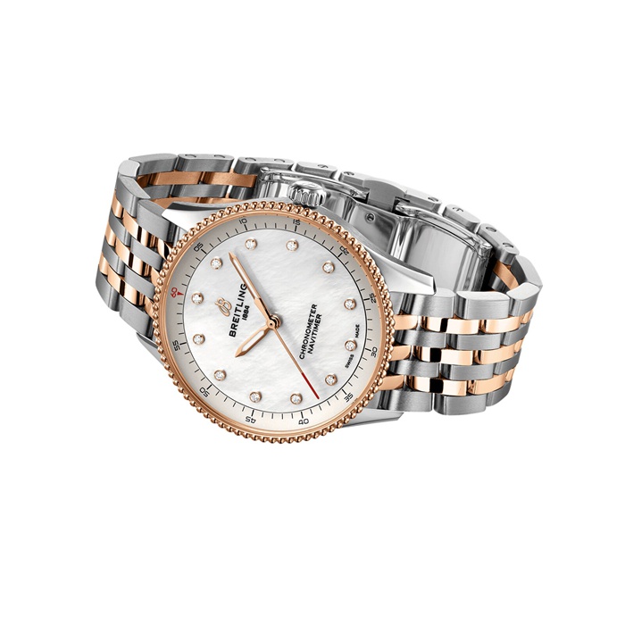 Montre Femme Breitling Navitimer 32mm Acier inoxydable nacre blanche et or rouge 18k U77320E61A1U1 – Image 4