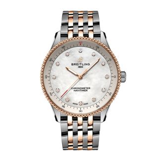 Montre Femme Breitling Navitimer 32mm Acier inoxydable nacre blanche et or rouge 18k U77320E61A1U1