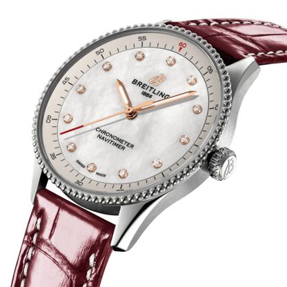 Montre Femme Breitling Navitimer 32mm Blanc Nacre Alligator A77320E61A2P2 – Image 3