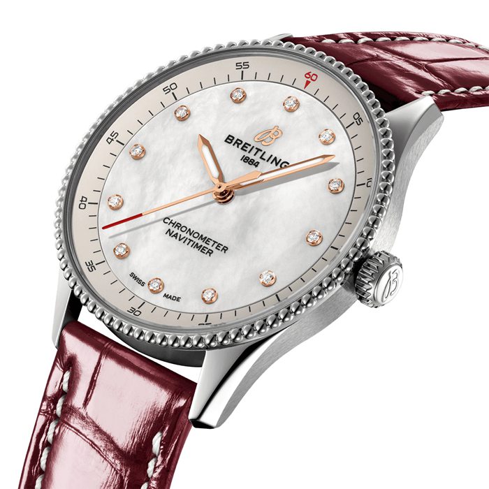 Montre Femme Breitling Navitimer 32mm Blanc Nacre Alligator A77320E61A2P2 – Image 3