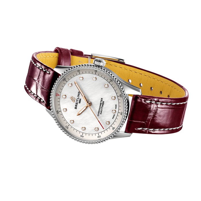 Montre Femme Breitling Navitimer 32mm Blanc Nacre Alligator A77320E61A2P2 – Image 4