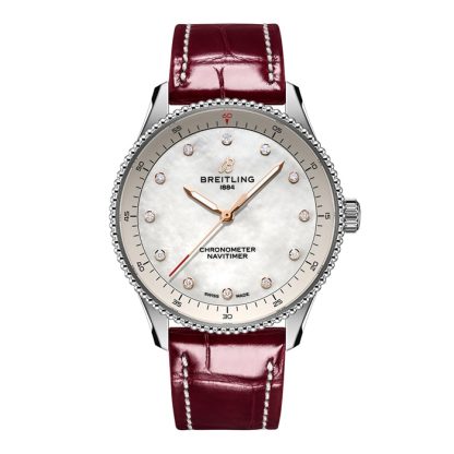 Montre Femme Breitling Navitimer 32mm Blanc Nacre Alligator A77320E61A2P2