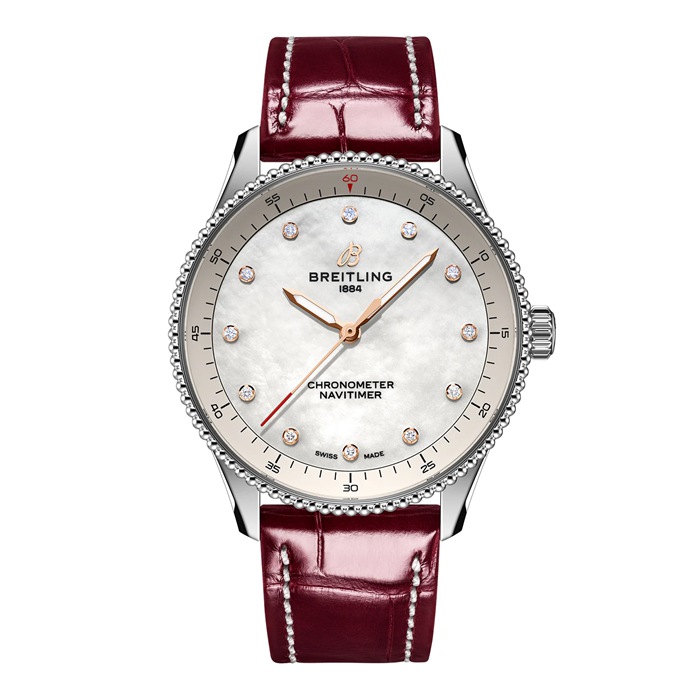 Montre Femme Breitling Navitimer 32mm Blanc Nacre Alligator A77320E61A2P2